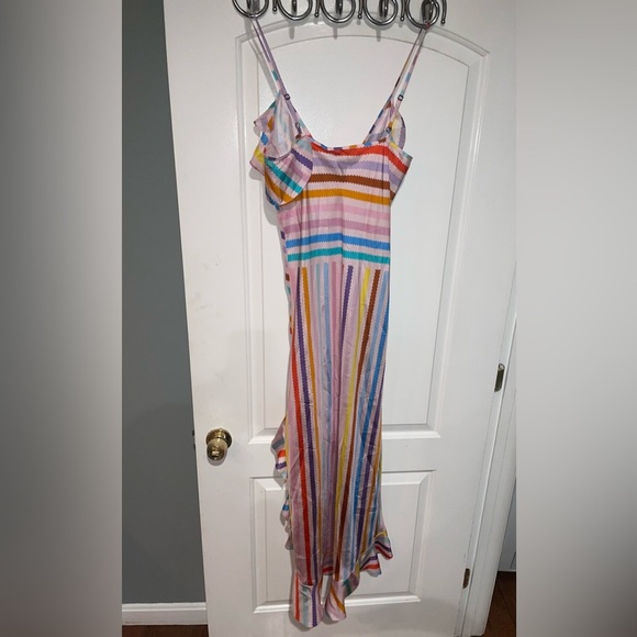 New! Brogger Edith Silk Rainbow Ruffle Slip Dress 🌈 Medium NWT! - Picture 12 of 16